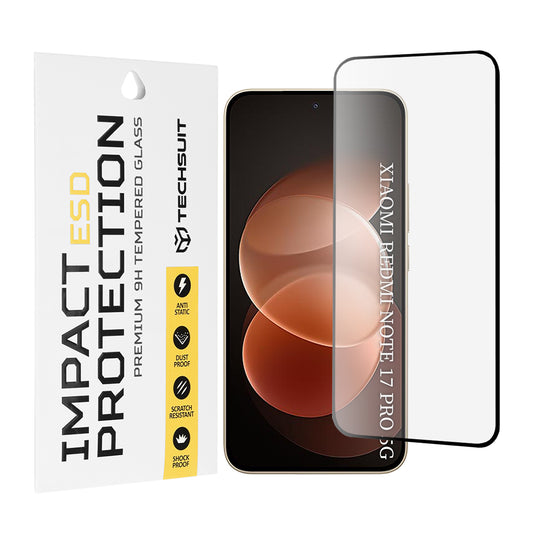 Protector de pantalla Techsuit para Xiaomi Poco X8 / Redmi Note 17 Pro / Note 17 Pro Max, vidrio templado, adhesivo completo, negro