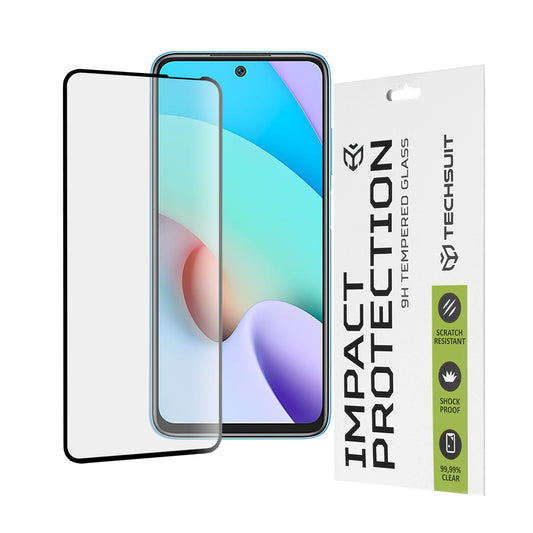 Protector de pantalla Techsuit para Xiaomi Redmi 10 2022 / 10 (2021), vidrio templado, adhesivo completo, 111D, negro