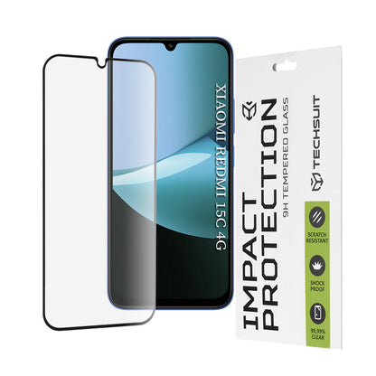 Techsuit Screen Protector Film for Xiaomi Redmi 15C 5G / 15C 4G, Tempered Glass, Full Glue, 111D, Black