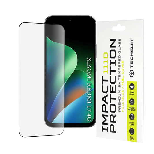 Protector de pantalla Techsuit para Xiaomi Redmi 17 5G / 17 4G, vidrio templado, adhesivo completo, 111D, negro