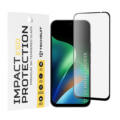 Protector de pantalla Techsuit para Xiaomi Redmi 17 5G / 17 4G, Vidrio templado, Pegamento completo, Negro