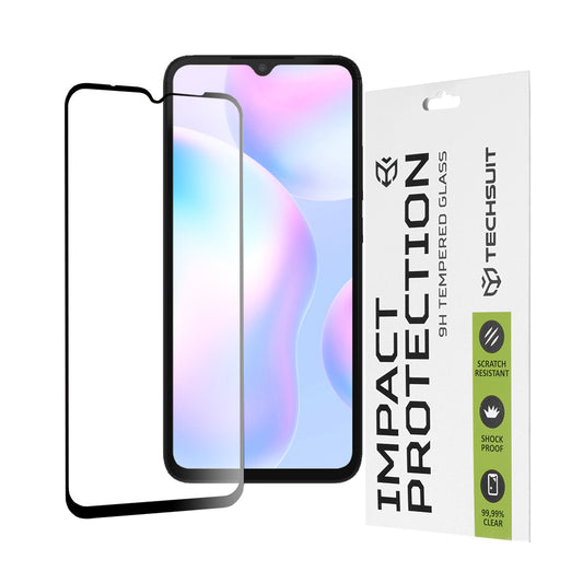Protector de pantalla Techsuit para Xiaomi Redmi A2+ / A2 / A1+ / A1 / 10A, Vidrio templado, Full Glue, 111D, Negro