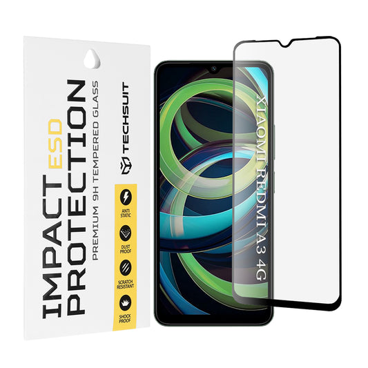 Protector de pantalla Techsuit para Xiaomi Redmi A3x / A3, vidrio templado, adhesivo completo, negro