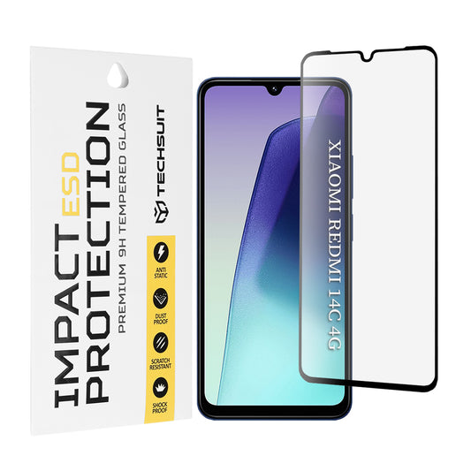 Protector de pantalla Techsuit para Xiaomi Redmi A5 4G (Regional) / 14C / Poco C75, vidrio templado, adhesivo completo, negro