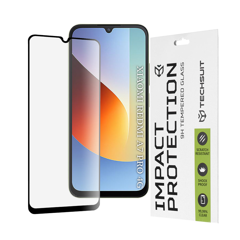 Protector de pantalla Techsuit para Xiaomi Redmi A7 Pro 4G, vidrio templado, adhesivo completo, 111D, negro