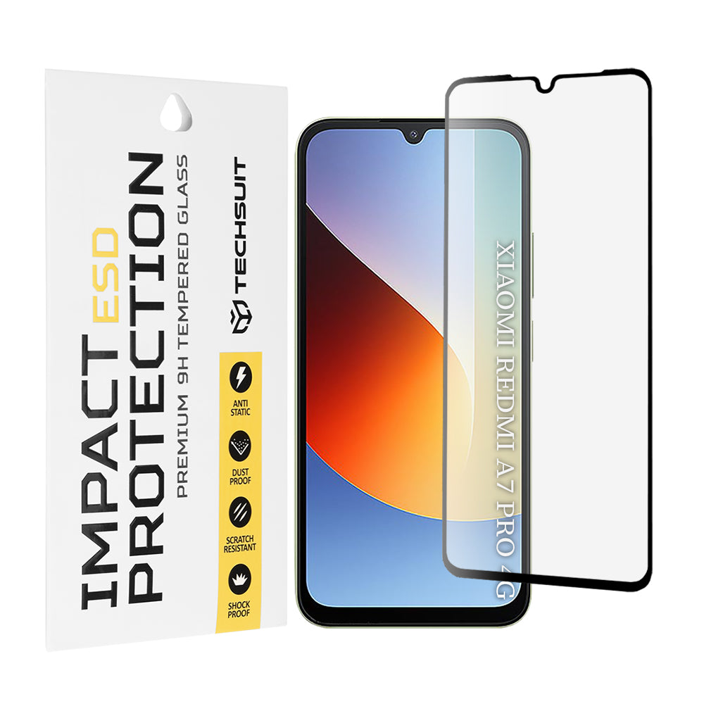 Protector de pantalla Techsuit para Xiaomi Redmi A7 Pro 4G, vidrio templado, adhesivo completo, negro
