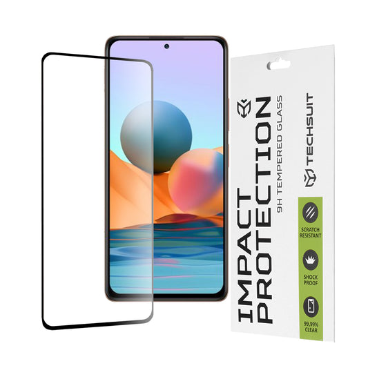 Protector de pantalla Techsuit para Xiaomi Redmi Note 10 Pro Max / Note 10 Pro, vidrio templado, adhesivo completo, 111D, negro