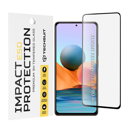 Protector de pantalla Techsuit para Xiaomi Redmi Note 10 Pro Max / Note 10 Pro, vidrio templado, adhesivo completo, negro