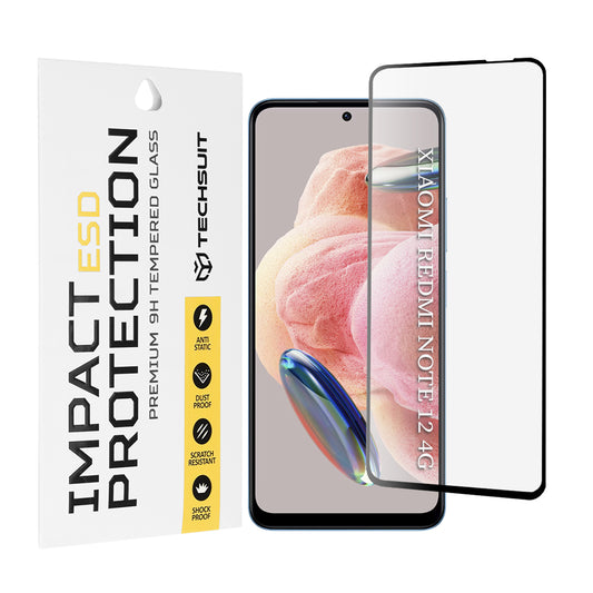 Protector de pantalla Techsuit para Xiaomi Redmi Note 12 4G / Note 12 5G / Poco X5, vidrio templado, adhesivo completo, negro