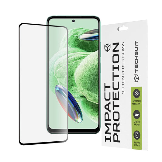 Protector de pantalla Techsuit para Xiaomi Redmi Note 12 4G / Poco X5 / Note 12 5G, vidrio templado, adhesivo completo, 111D, negro