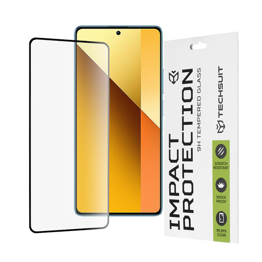 Protector de pantalla Techsuit para Xiaomi Redmi Note 13 5G, vidrio templado, adhesivo completo, 111D, negro