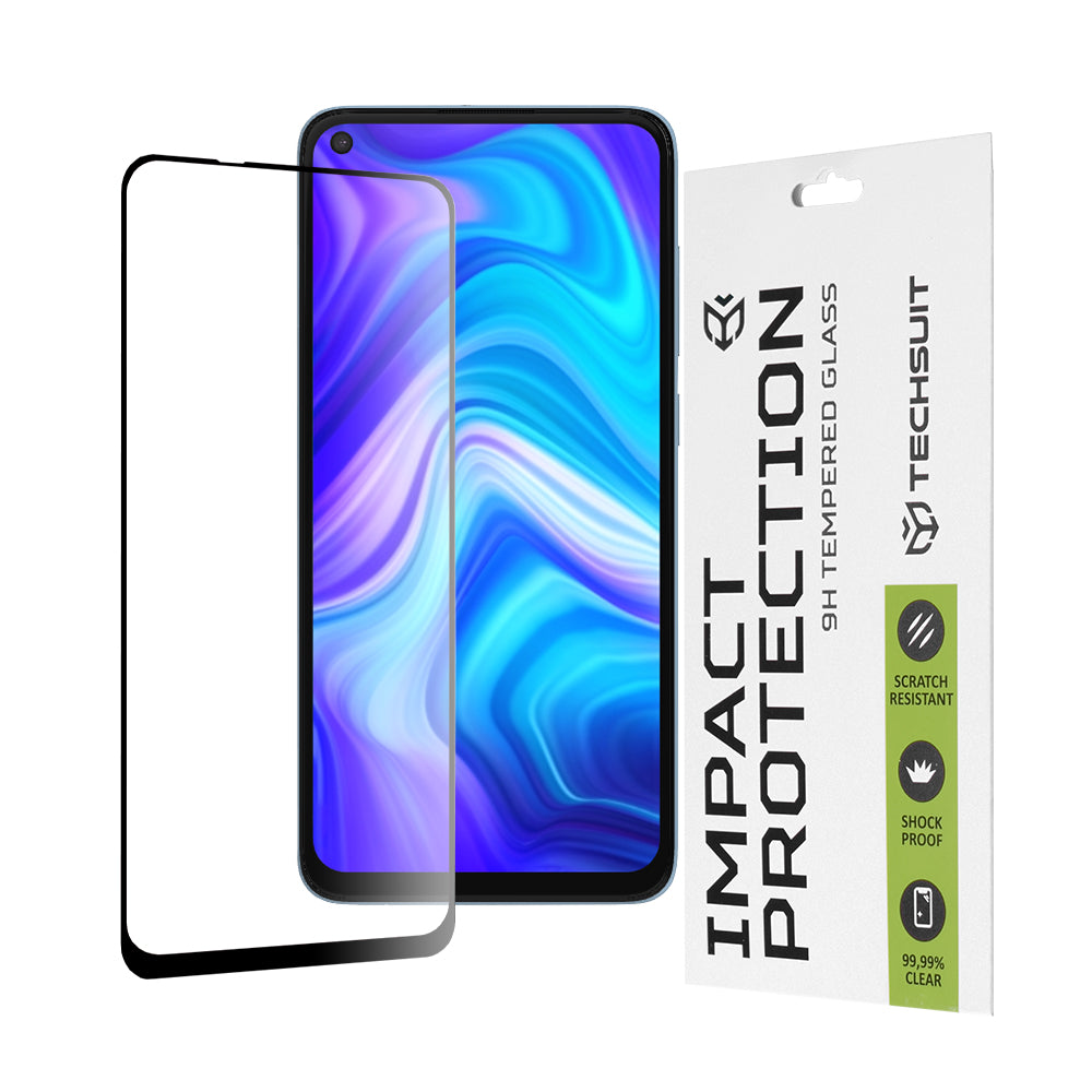 Protector de pantalla Techsuit para Xiaomi Redmi Note 9 / 10X 4G, vidrio templado, adhesivo completo, 111D, negro