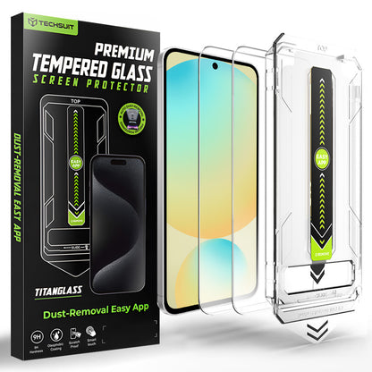 Protector de pantalla Techsuit TitanGlass CrystalHD para Samsung Galaxy A56 A566 / S24 FE S721, Vidrio templado, Pegamento completo, Set de 2 piezas