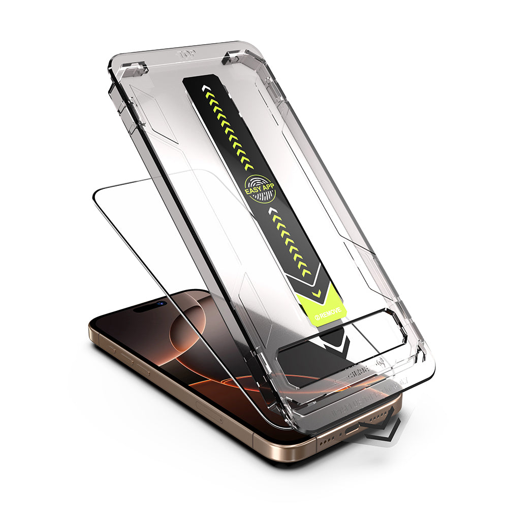 Techsuit TitanGlass Screen Protector for Apple iPhone 16 Plus / 15 Plus, Tempered Glass, Full Glue, Black