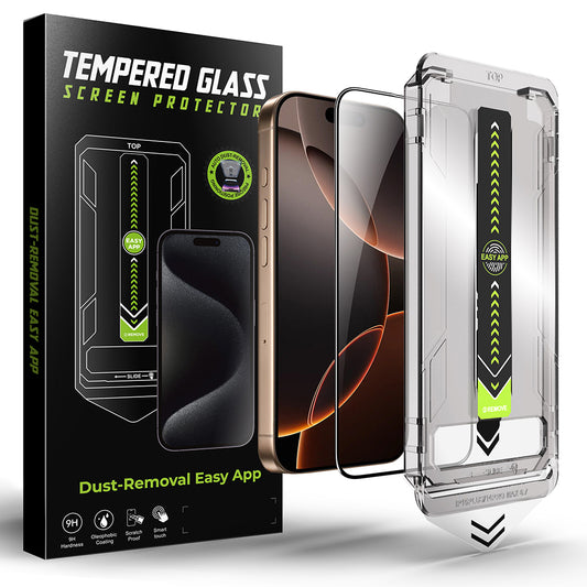 Protector de pantalla Techsuit TitanGlass para Apple iPhone 16 Pro Max, vidrio templado, adhesivo completo, negro