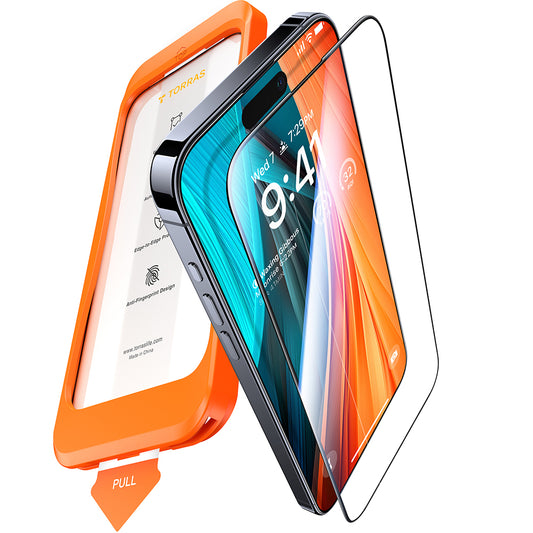 Protector de pantalla Torras GlassGo Install Master para Apple iPhone 16 Pro Max, vidrio templado, adhesivo completo, negro