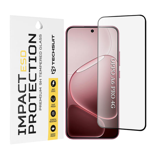 Protector de pantalla Techsuit para Oppo A6 Pro 5G / A6 Pro 4G, Vidrio Templado, Pegamento Completo, Negro
