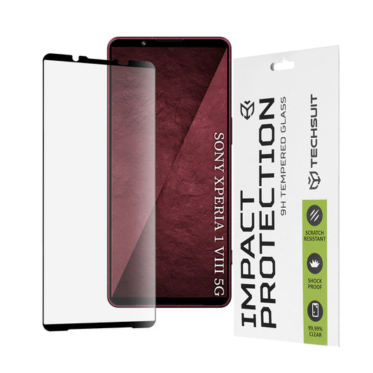 Protector de pantalla Techsuit para Sony Xperia 1 VIII, vidrio templado, 111D, negro