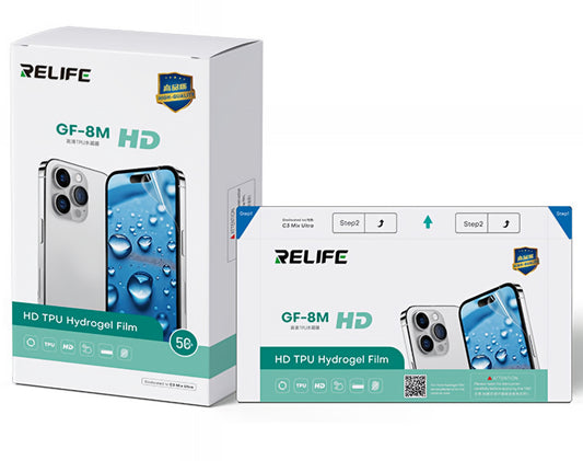 Película Hidrogel / TPU Relife GF-8M para Máquina de Laminado UV al Vacío Sunshine C3 Mix Ultra, 120mm x 210mm, Set de 50 piezas