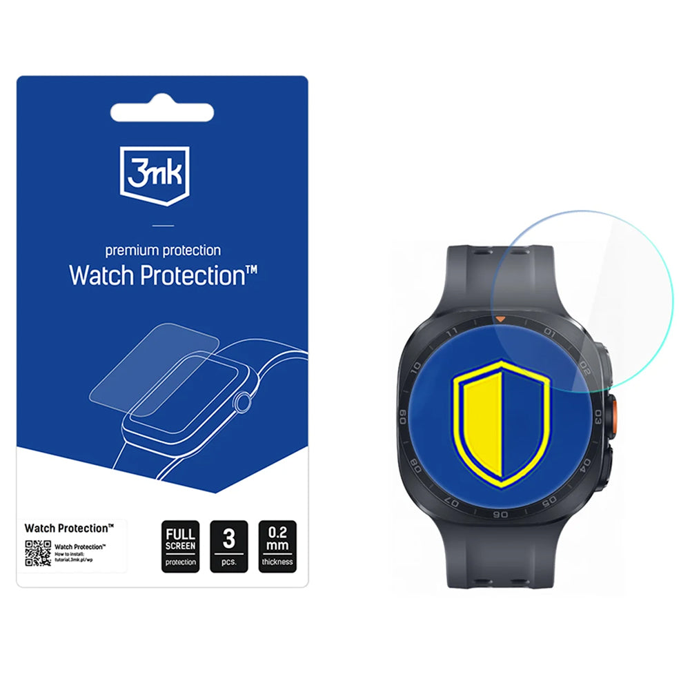 Protector 3MK FlexibleGlass para Samsung Galaxy Watch Ultra2, Set de 3 piezas, Vidrio Flexible