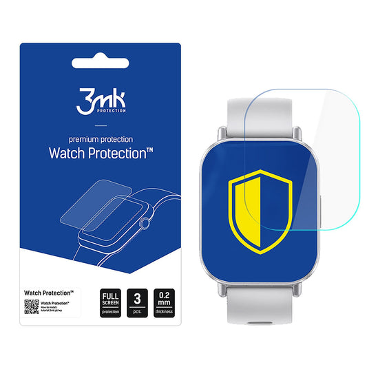 Lámina Protectora 3MK FlexibleGlass para Xiaomi Redmi Watch 5 Active, Set de 3 piezas, Cristal Flexible