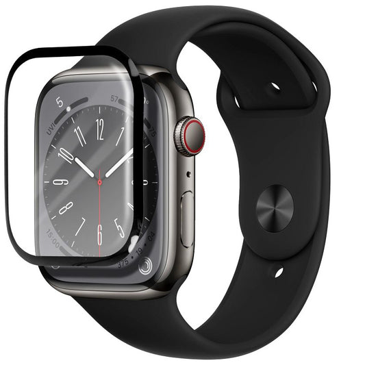 Funda protectora Bestsuit para Apple Watch Series 9/8 41mm, Cristal flexible, Negro 