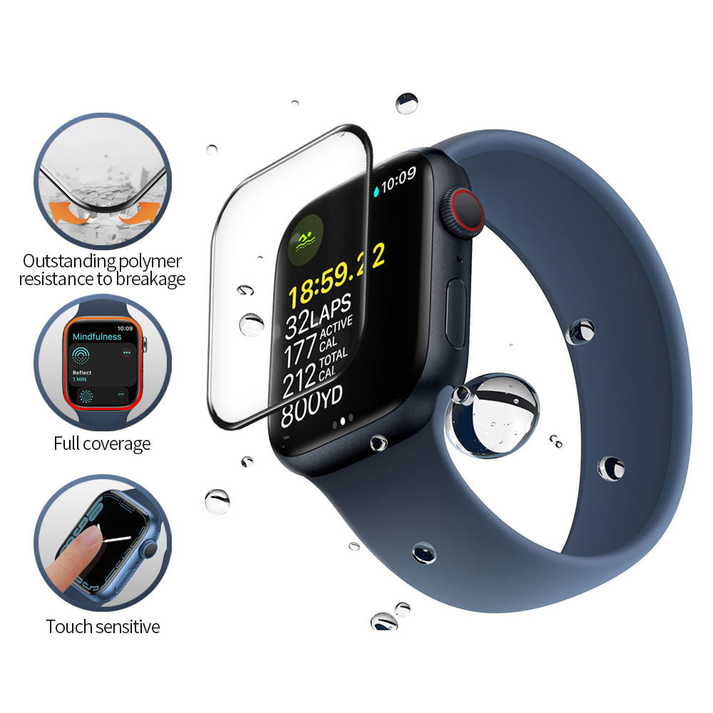 Protector Blueo High Molecule para Apple Watch 44mm Series, Vidrio Templado, Negro
