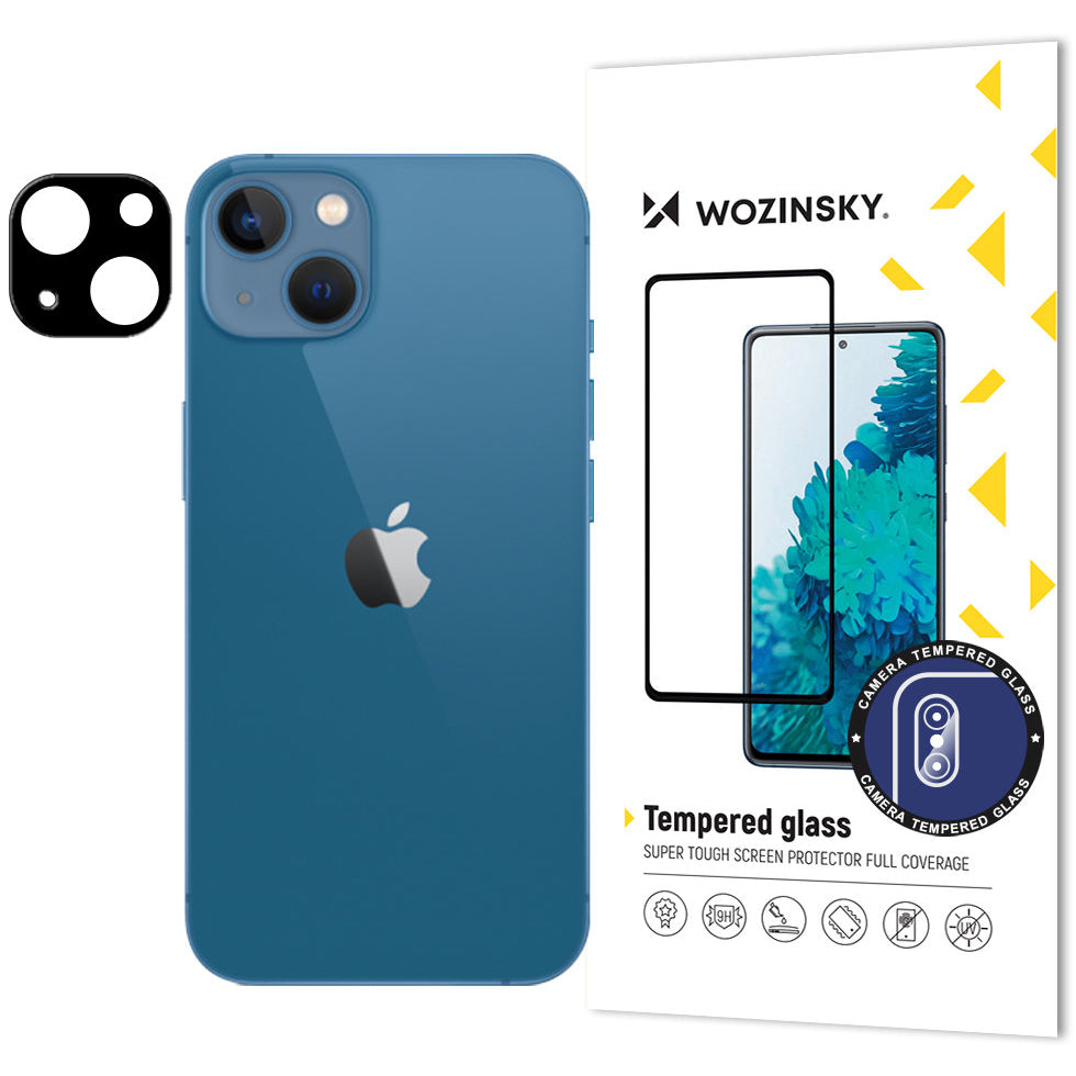 WZK Película Protectora de la Cámara Trasera para Apple iPhone 14 Plus / 14, Cristal Templado, Negro