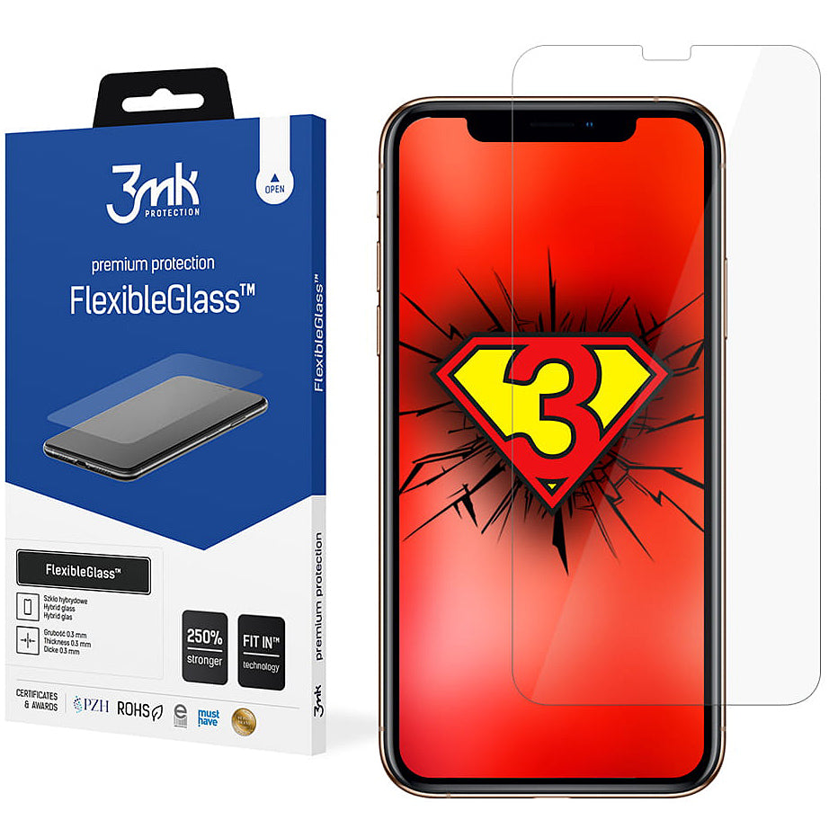 Protector de pantalla 3MK FlexibleGlass para Apple iPhone 11 / XR, Vidrio Flexible, Pegamento Completo