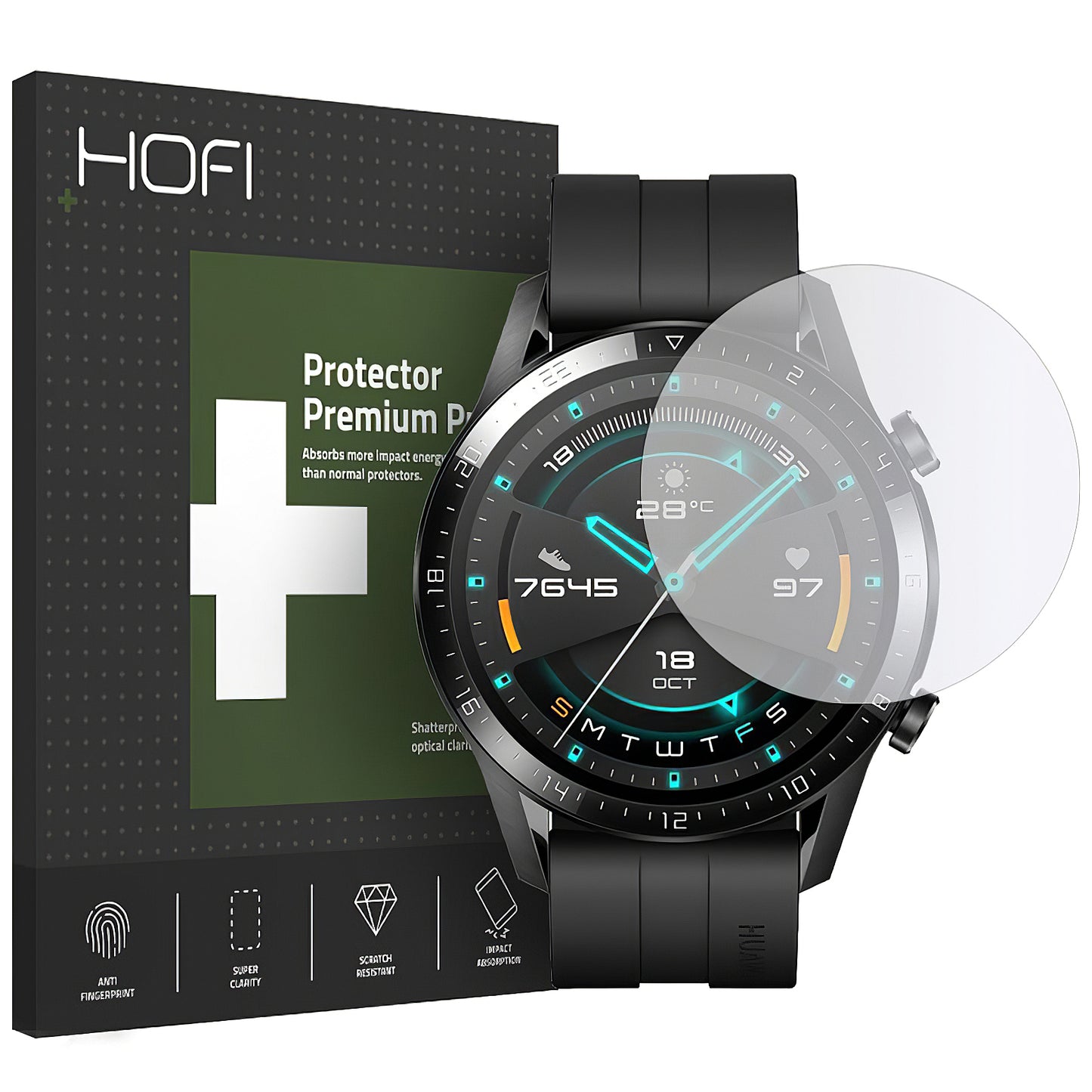 HOFI PRO+ Lámina Protectora para Huawei Watch GT 2 46mm, Cristal Protegido