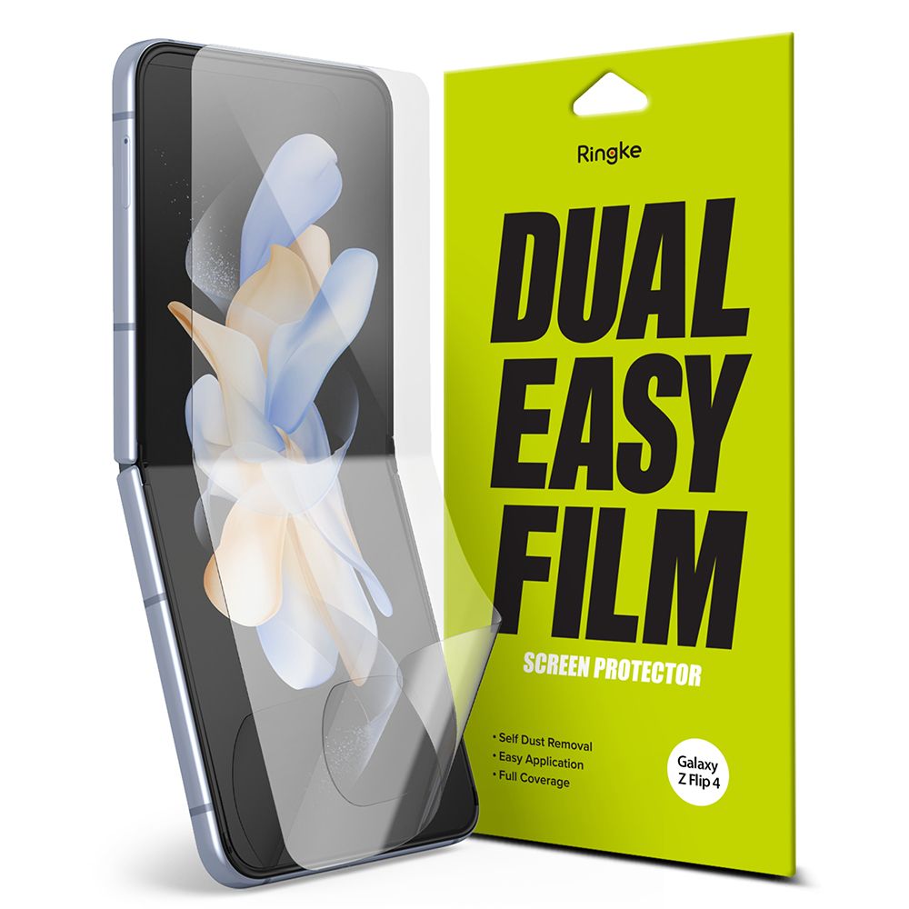 Protector de pantalla interior Ringke Dual Easy para Samsung Galaxy Z Flip4 F721, Plástico, Juego de 2 piezas