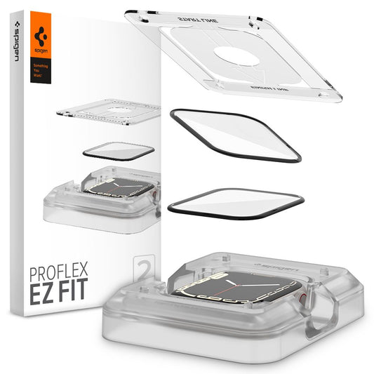 Película protectora Spigen Proflex EZ FIT para Apple Watch 9 / 8 / 7 45mm 45mm Series, Set 2 piezas, Cristal flexible