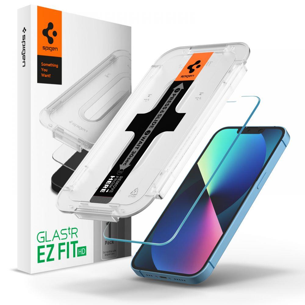 Spigen EZ FIT Protector de Pantalla para Apple iPhone 14 / 13 Pro / 13, Cristal, Pegamento Completo AGL03724