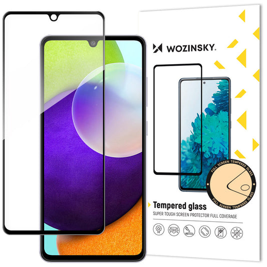 WZK Protector de pantalla para Samsung Galaxy A33 5G A336, Cristal blindado, Pegamento completo, Negro