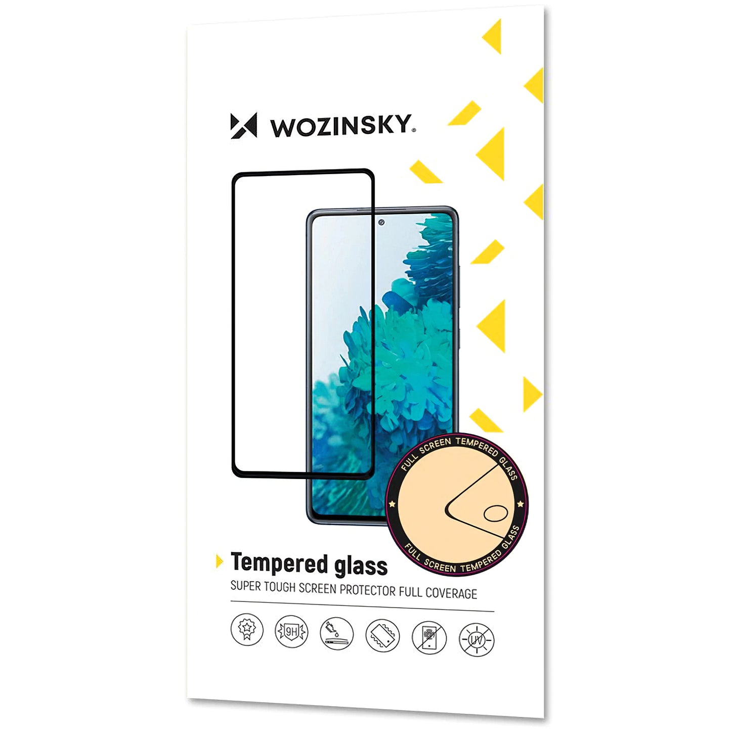 WZK Protector de pantalla para Huawei Y6p, Cristal flexible, Pegamento completo, Negro