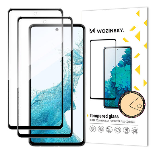 WZK Protector de pantalla para Samsung Galaxy A53 5G A536, Cristal blindado, Pegamento completo, Juego 2 piezas, Negro