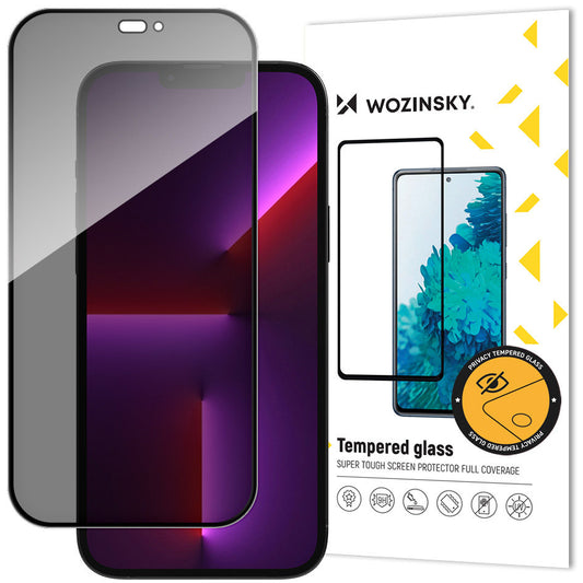 WZK AntiSpy Privacy Protector de Pantalla para Apple iPhone 14 Pro, Cristal, Pegamento Completo