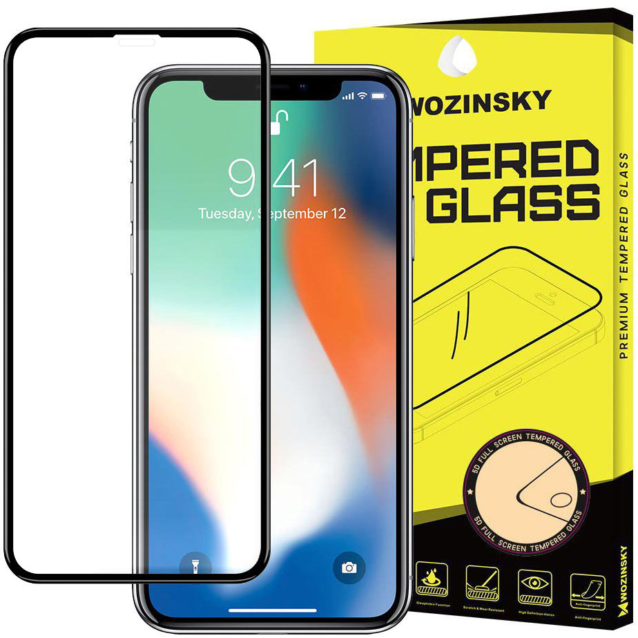 Protector de pantalla WZK para Apple iPhone 11 / XR, vidrio templado, adhesivo completo, negro