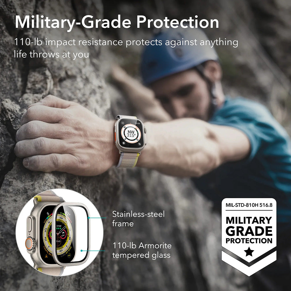 Protector de pantalla ESR Armorite para Apple Watch Ultra Series, Set de 2 piezas, Cristal Templado, Bronce