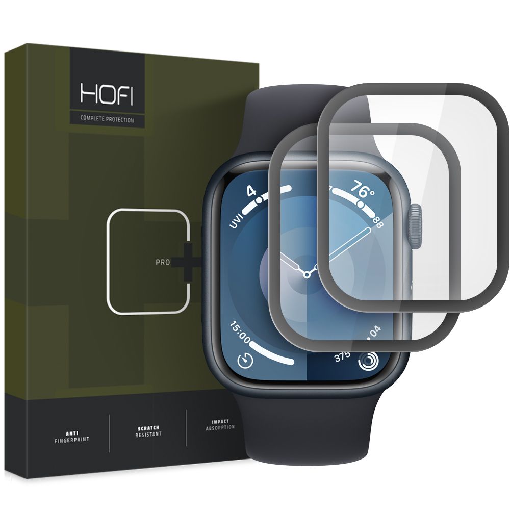 Película protectora HOFI Hybrid PRO+ para Apple Watch 45mm Series, Juego de 2 piezas, Plástico, Negro 