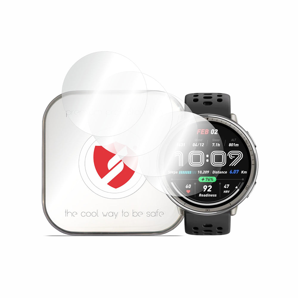 Protector de pantalla Smart Protection Premium Classic para Amazfit Active 2 (Redondo), Set de 4 piezas, Plástico