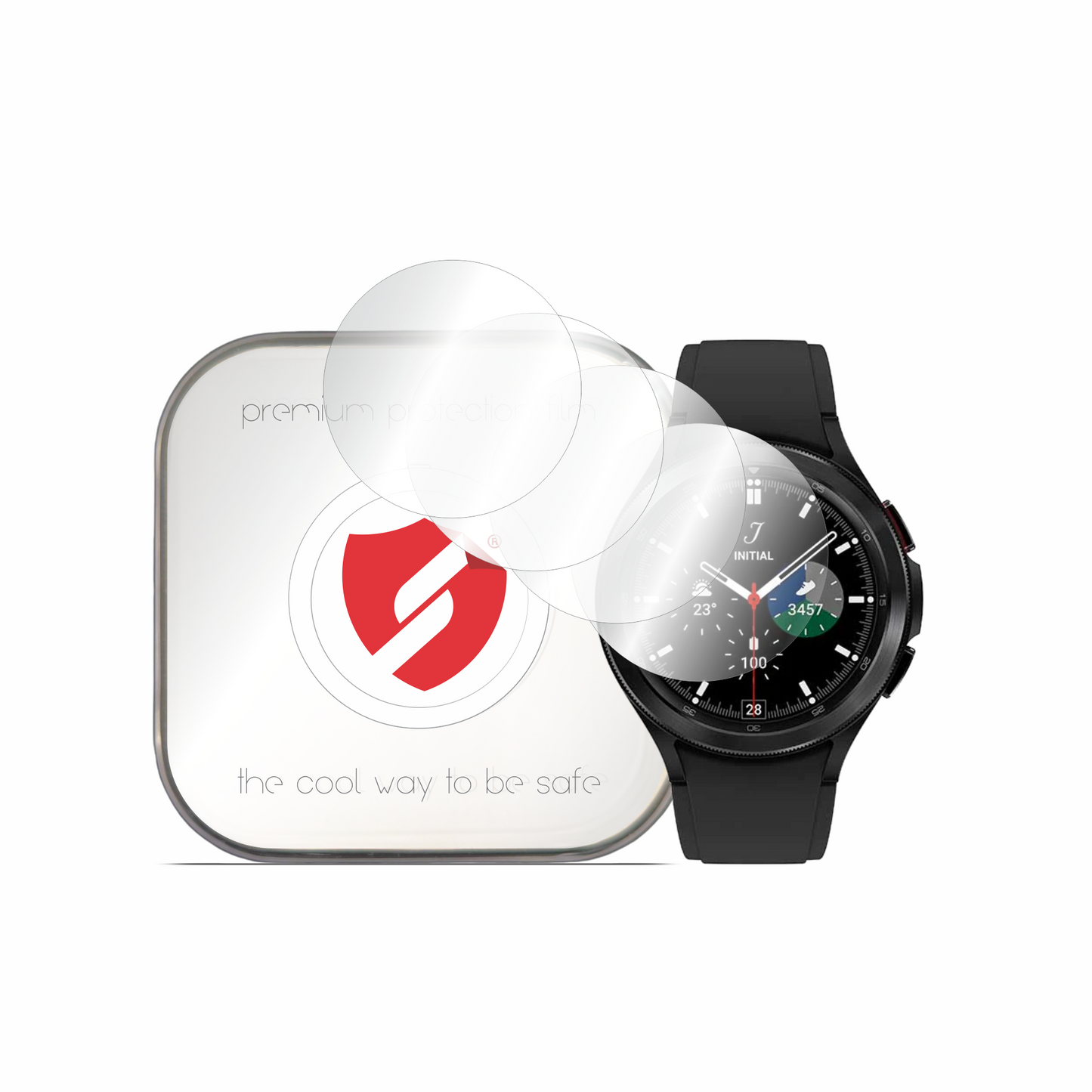 Protector de pantalla Smart Protection Premium Classic para Samsung Galaxy Watch4 Classic 46mm, Set de 4 piezas, Plástico