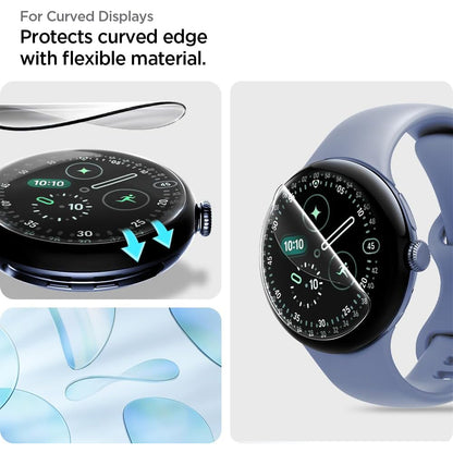 Protector de pantalla Spigen Elite Shield EZ FIT para Google Pixel Watch 45mm Series, Set de 2 piezas, Vidrio templado, Transparente AFL08525