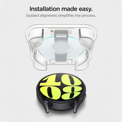 Protector de pantalla Spigen GlastR EZ FIT para Samsung Galaxy Watch7 / Watch6 / Watch5 / Watch4 Serie de 44mm, Set de 2 piezas, Cristal Templado AGL08493