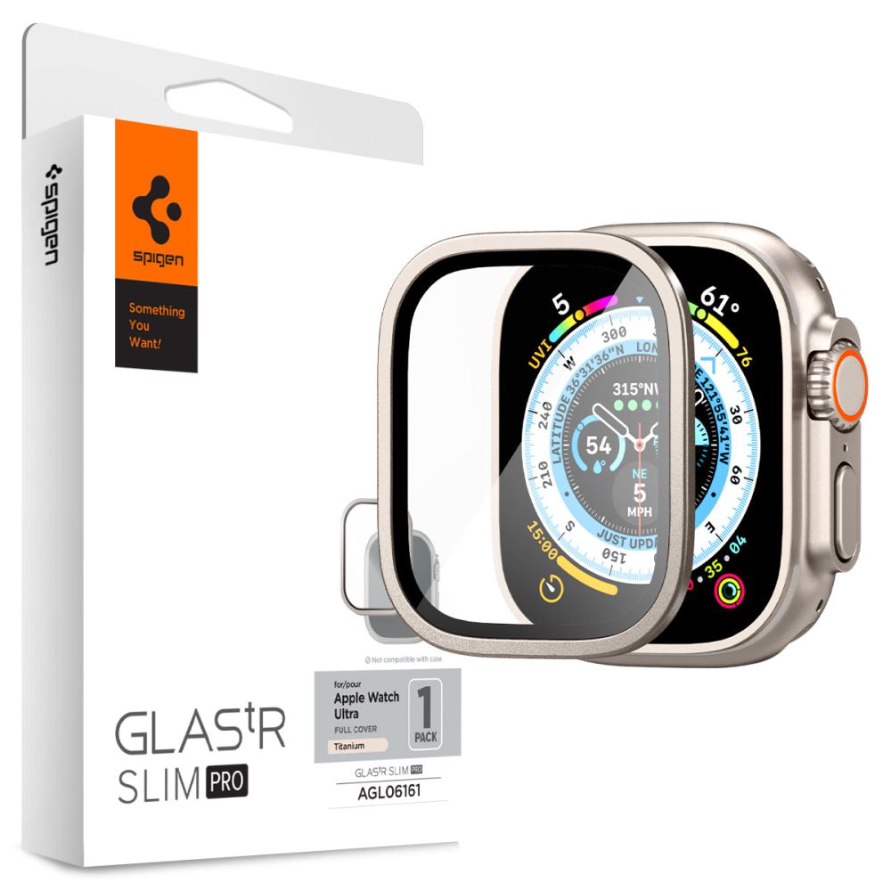 Spigen GLAStR Slim Pro Titanio para Apple Watch Ultra Series, Película protectora, Cristal, Protegido AGL06161 