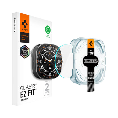 Protector de pantalla Spigen GlastR EZ FIT para Samsung Galaxy Watch Ultra2, vidrio templado, set de 2 piezas AGL11758