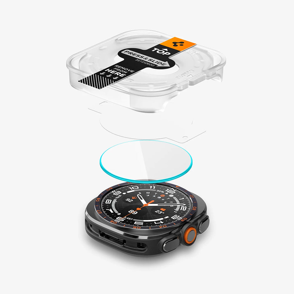Protector de pantalla Spigen GlastR EZ FIT para Samsung Galaxy Watch Ultra2, vidrio templado, set de 2 piezas AGL11758