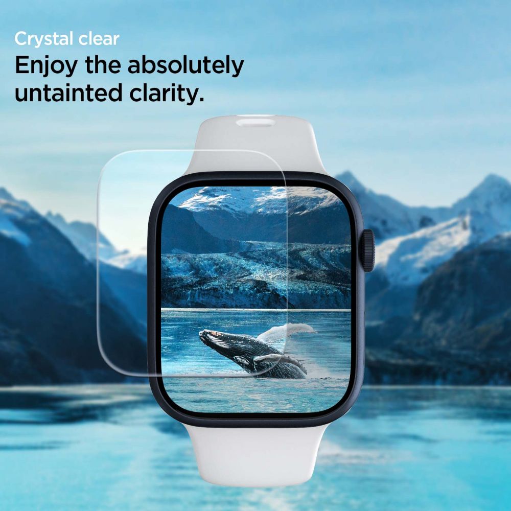 Película Protectora Spigen Neo Flex para Apple Watch 45mm / 44mm / 42mm Series, Set de 3 piezas, Plástico AFL04049