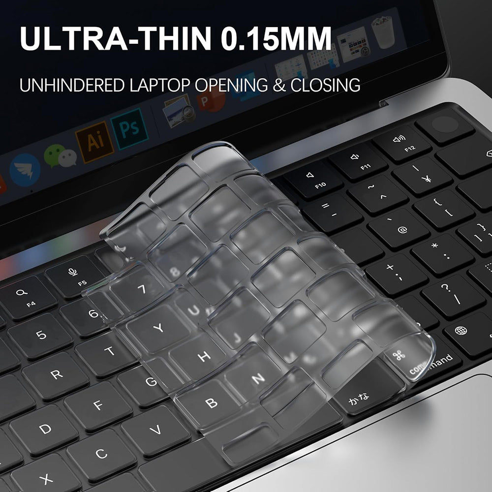 Funda Protectora para Teclado Techsuit PureTypeX para Apple MacBook Pro 14 (2021 - 2024) / Air 13 (2022 - 2025) / Air 15 (2022 - 2025), Transparente