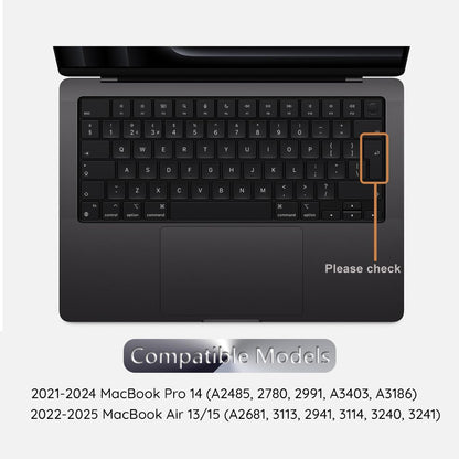 Funda Protectora para Teclado Techsuit PureTypeX para Apple MacBook Pro 14 (2021 - 2024) / Air 13 (2022 - 2025) / Air 15 (2022 - 2025), Transparente